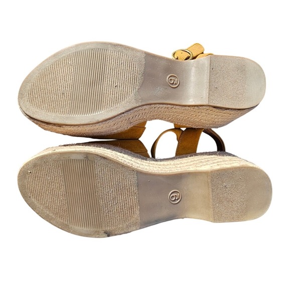 Yellow Suede Platform Espadrille Women's Sandals with Ankle Straps Size 9 - Picture 7 of 9